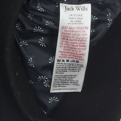 Jack Wills Women's Black Fur Trim Puffer Jacket Size 12