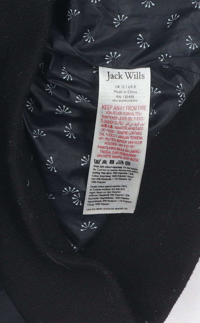 Jack Wills Women's Black Fur Trim Puffer Jacket Size 12