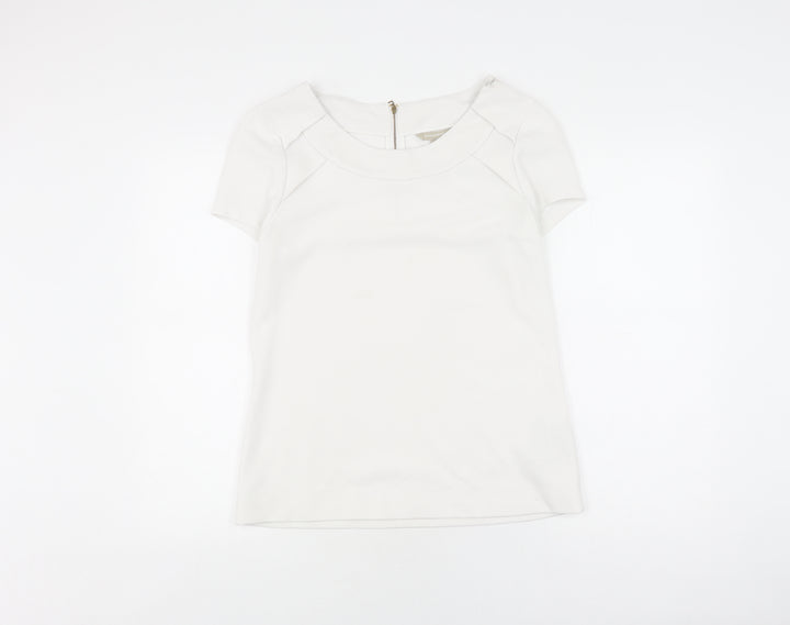 Banana Republic Women’s White XS T-Shirt, Stretch, Zip Accent