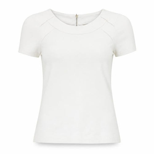 Banana Republic Women’s White XS T-Shirt, Stretch, Zip Accent