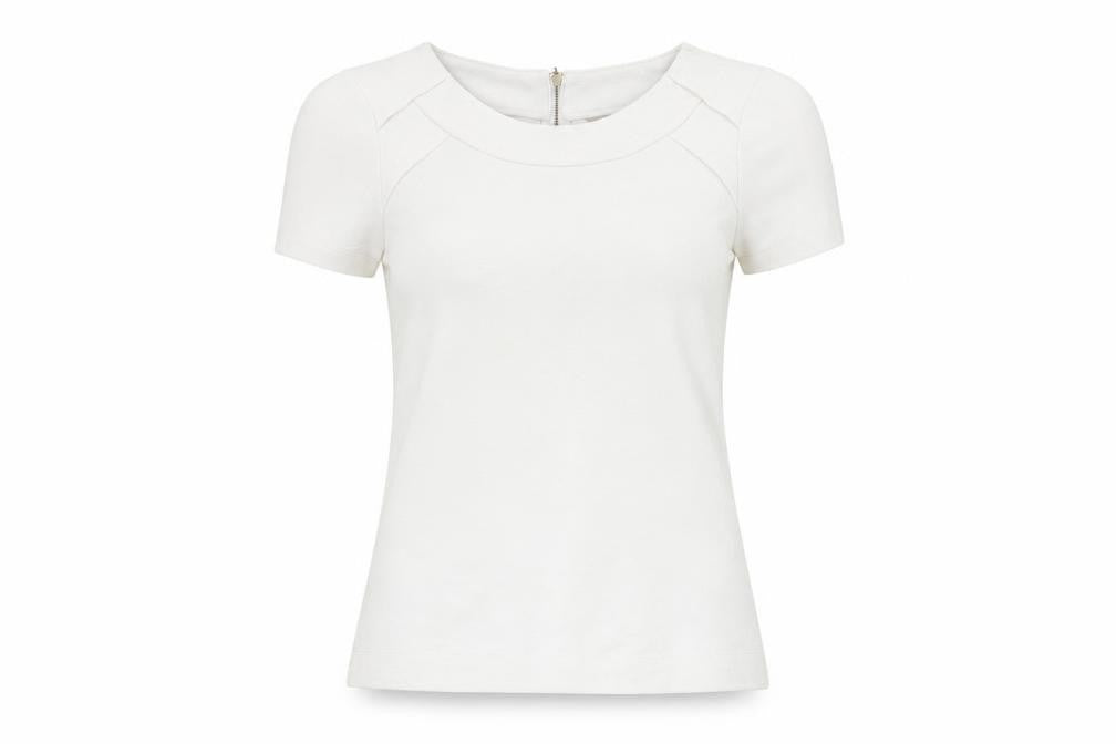 Banana Republic Women’s White XS T-Shirt, Stretch, Zip Accent