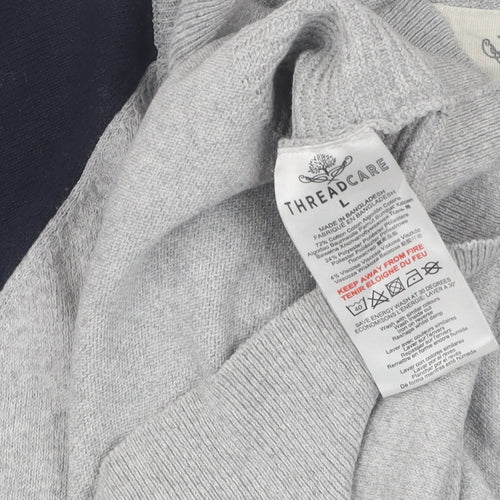 Threadcare Men's Grey Full Zip Jumper Size L