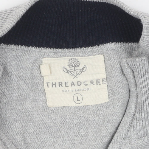 Threadcare Men's Grey Full Zip Jumper Size L