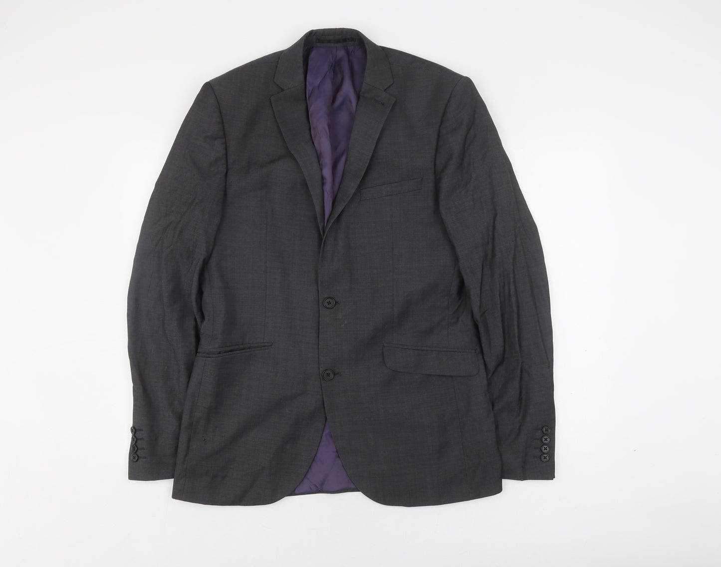 Next Men's Grey Slim Fit Long Blazer 40L
