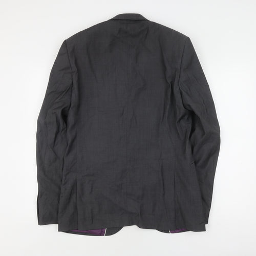 Next Men's Grey Slim Fit Long Blazer 40L