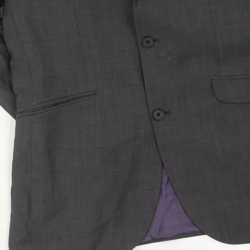 Next Men's Grey Slim Fit Long Blazer 40L