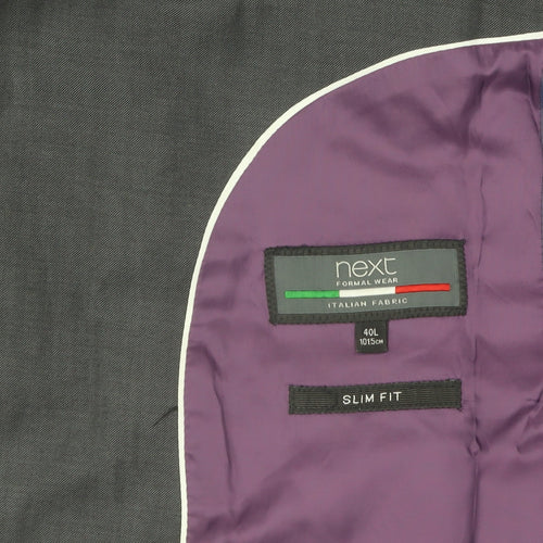 Next Men's Grey Slim Fit Long Blazer 40L