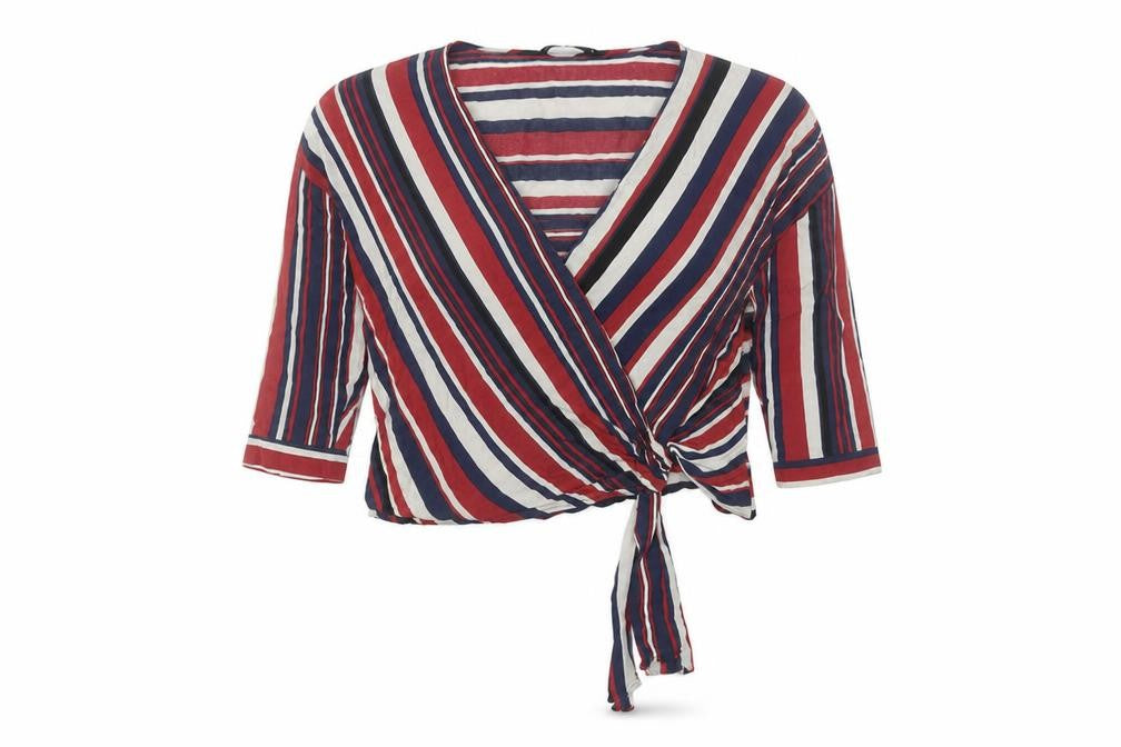 Front view of Zara Basic Women's Multicoloured Wrap Blouse, size L