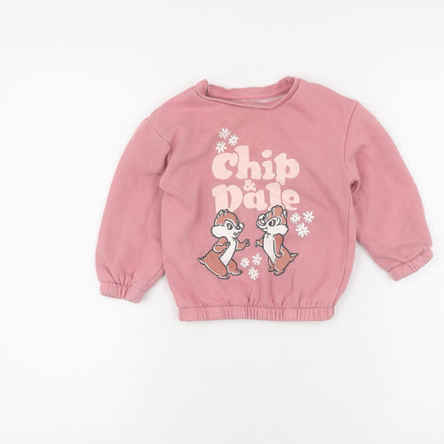 Primark Disney Unisex Pink Jumper 24-36M Chip & Dale Casual