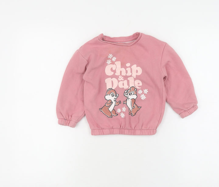 Primark Disney Unisex Pink Jumper 24-36M Chip & Dale Casual