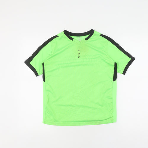 Kipsta Boys' Green Football T-Shirt, 13 Years, Breathable