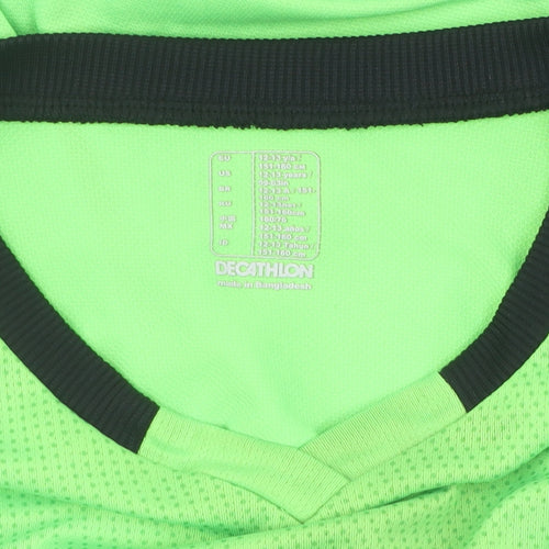 Kipsta Boys' Green Football T-Shirt, 13 Years, Breathable