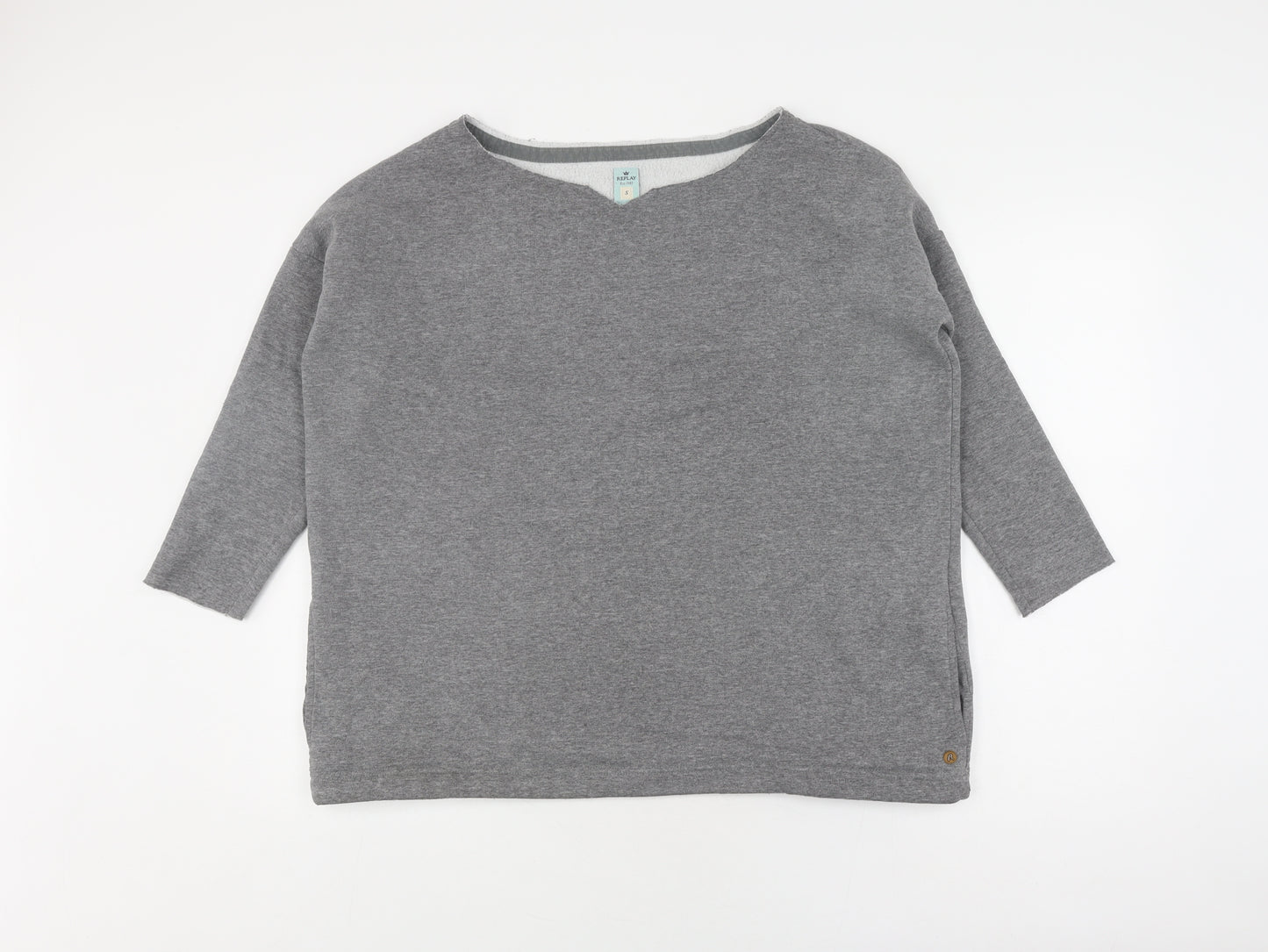 Replay Women's Grey 3/4 Sleeve Boat Neck Jumper
