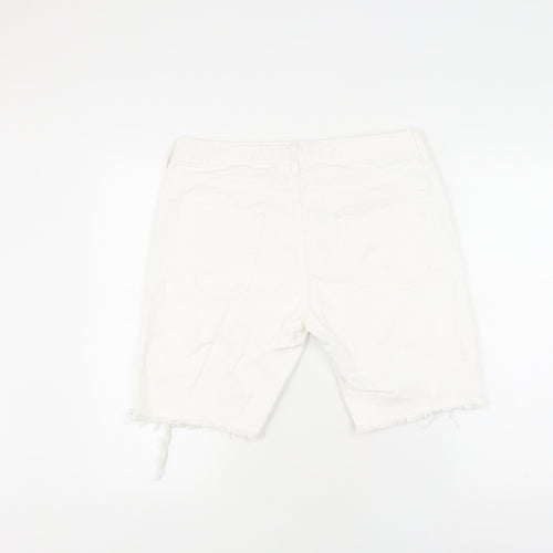 Topman Men's White Bermuda Shorts, Size 32, Slim Fit