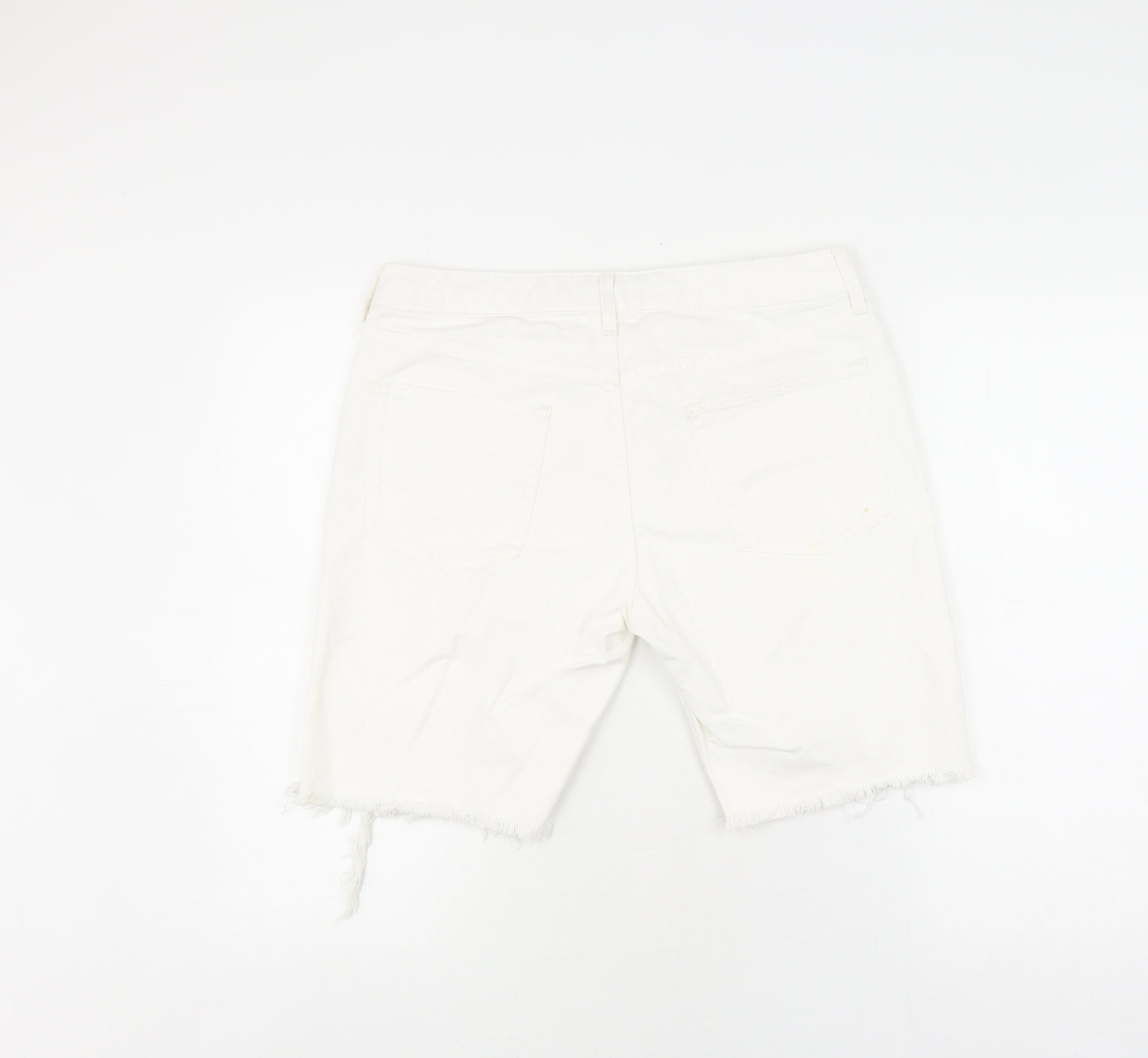 Topman Men's White Bermuda Shorts, Size 32, Slim Fit
