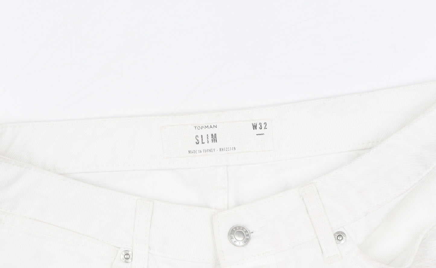 Topman Men's White Bermuda Shorts, Size 32, Slim Fit