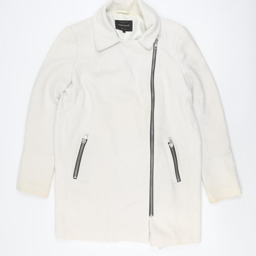 River Island Women's White Jacket Size 12 with Zipped Pockets