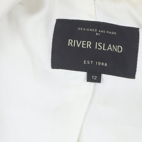 River Island Women's White Jacket Size 12 with Zipped Pockets