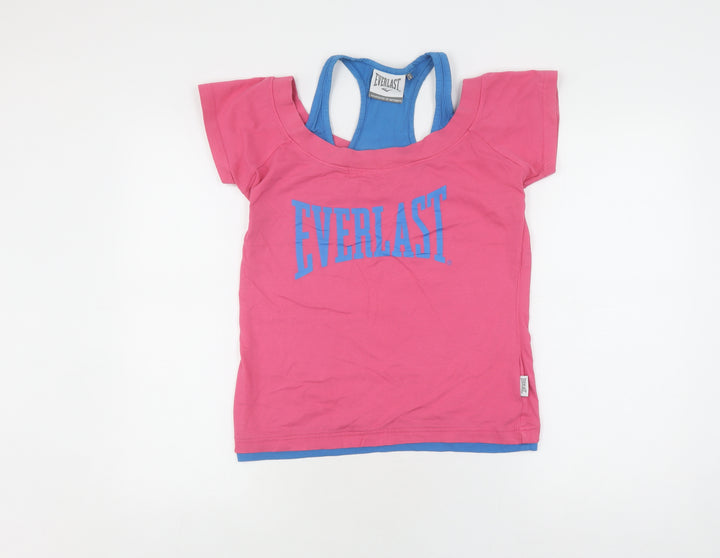 Everlast Women's Pink Blue T-Shirt, Size 12, Short Sleeve