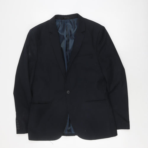 Topman Men's Black Blazer - Size 40, Skinny Fit