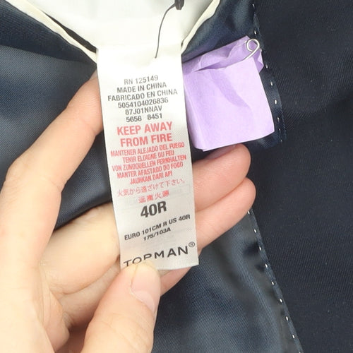 Topman Men's Black Blazer - Size 40, Skinny Fit