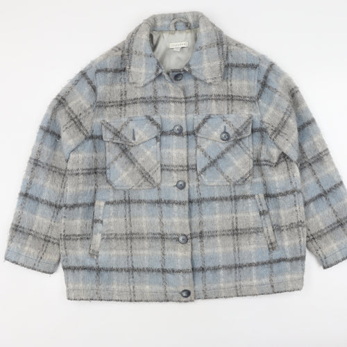 Topshop Women's Blue Plaid Jacket Medium