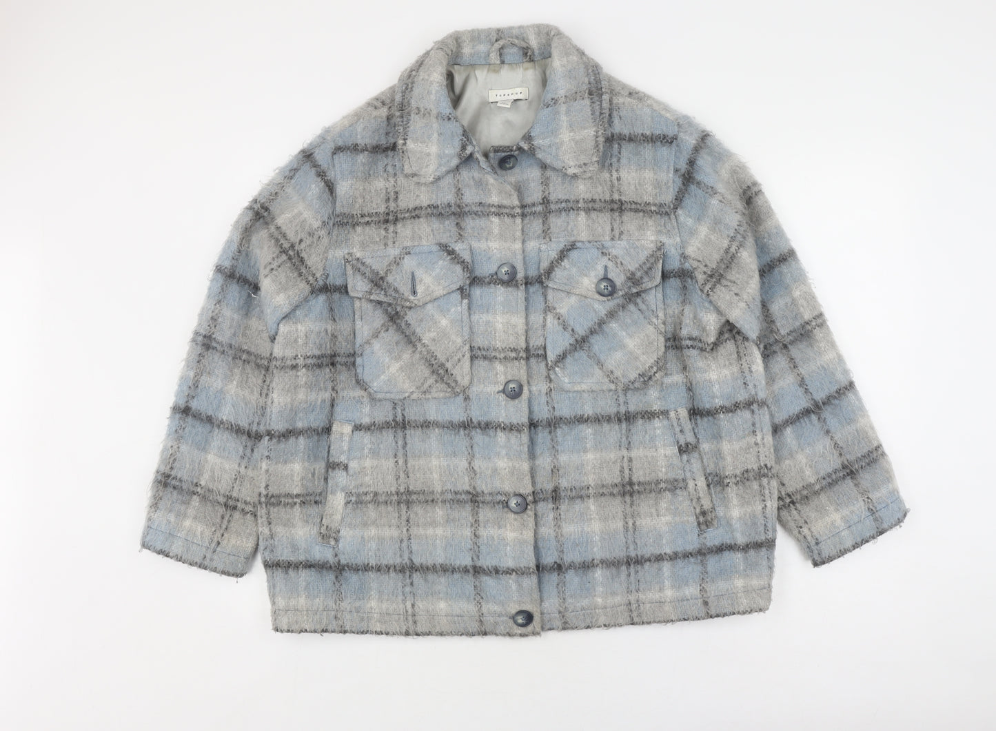 Topshop Women's Blue Plaid Jacket Medium