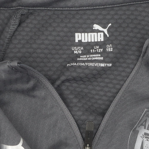Puma Boys Grey Training Pullover, 11-12 Years, Long Sleeve