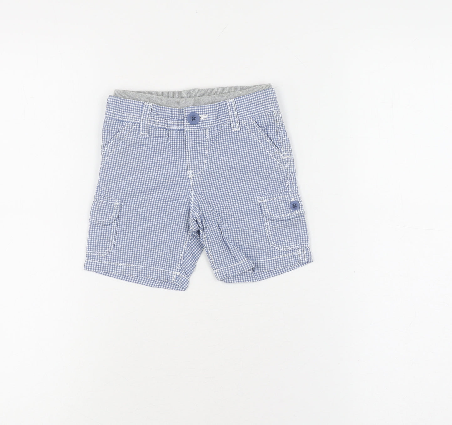 babyGap Boys Blue Check Cargo Shorts, Size 12-18 Months