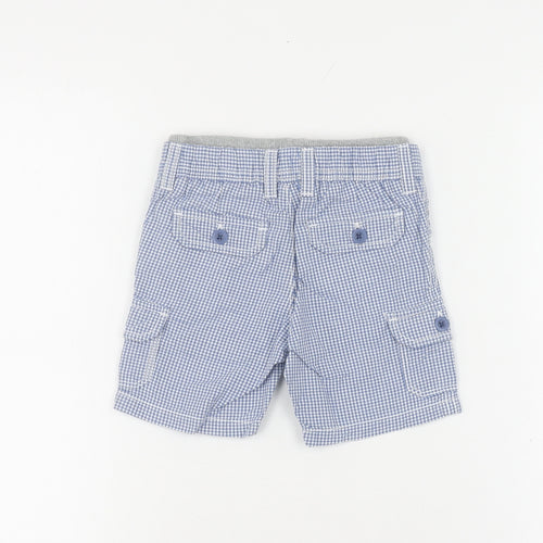 babyGap Boys Blue Check Cargo Shorts, Size 12-18 Months