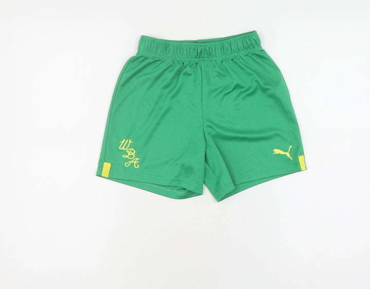 Puma Boys Green Athletic Shorts 11-12 Years Football Style
