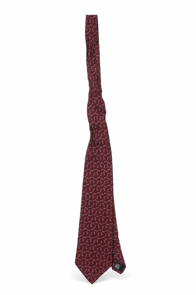 Front view of Protocol Men's Red Silk Geometric Tie