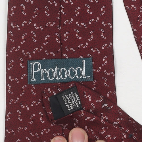 Protocol Men's Red Silk Geometric Tie