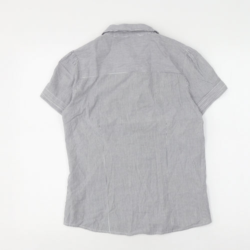 Topshop Women's Grey Striped Button-Up Shirt UK 10