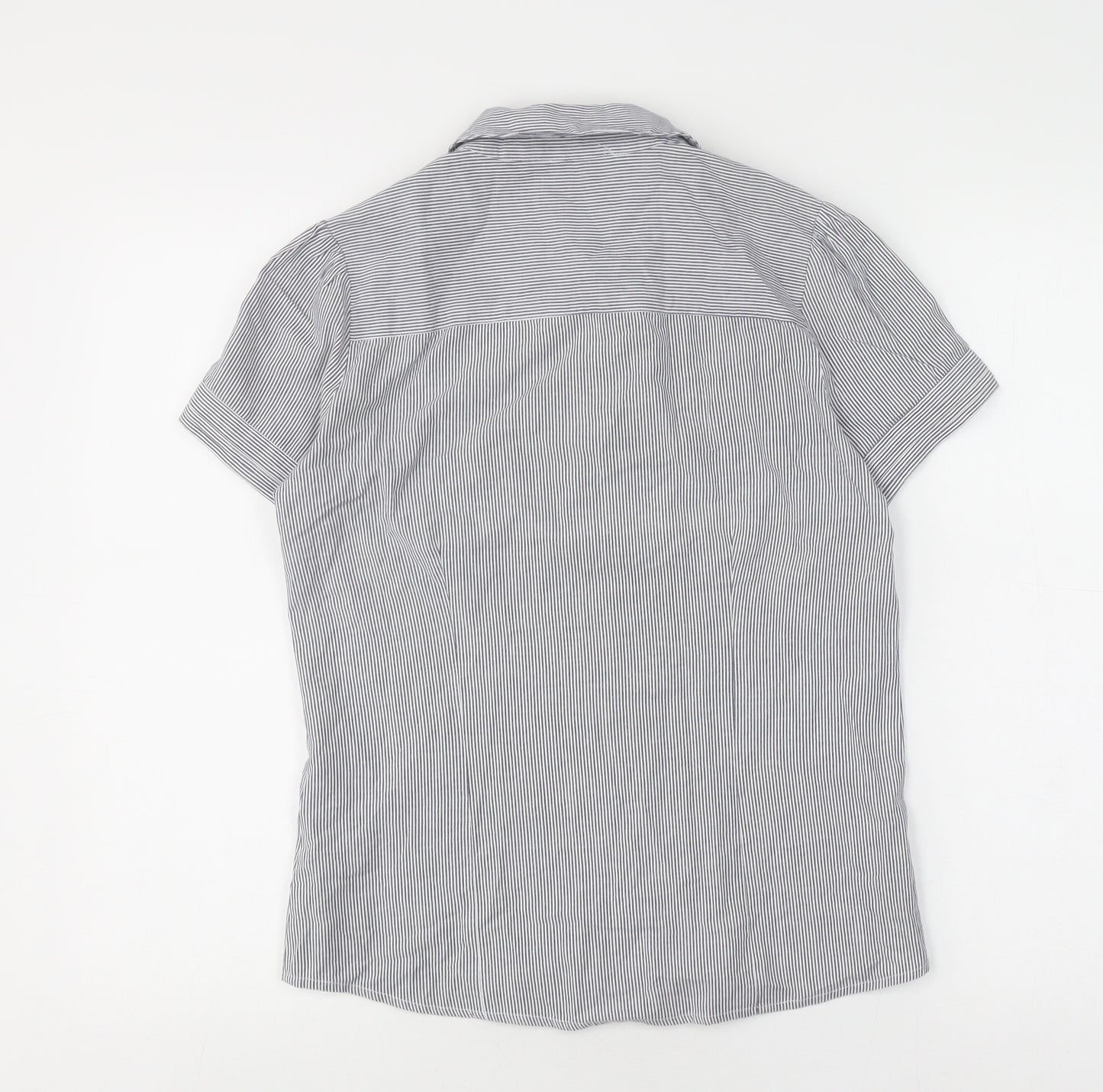 Topshop Women's Grey Striped Button-Up Shirt UK 10