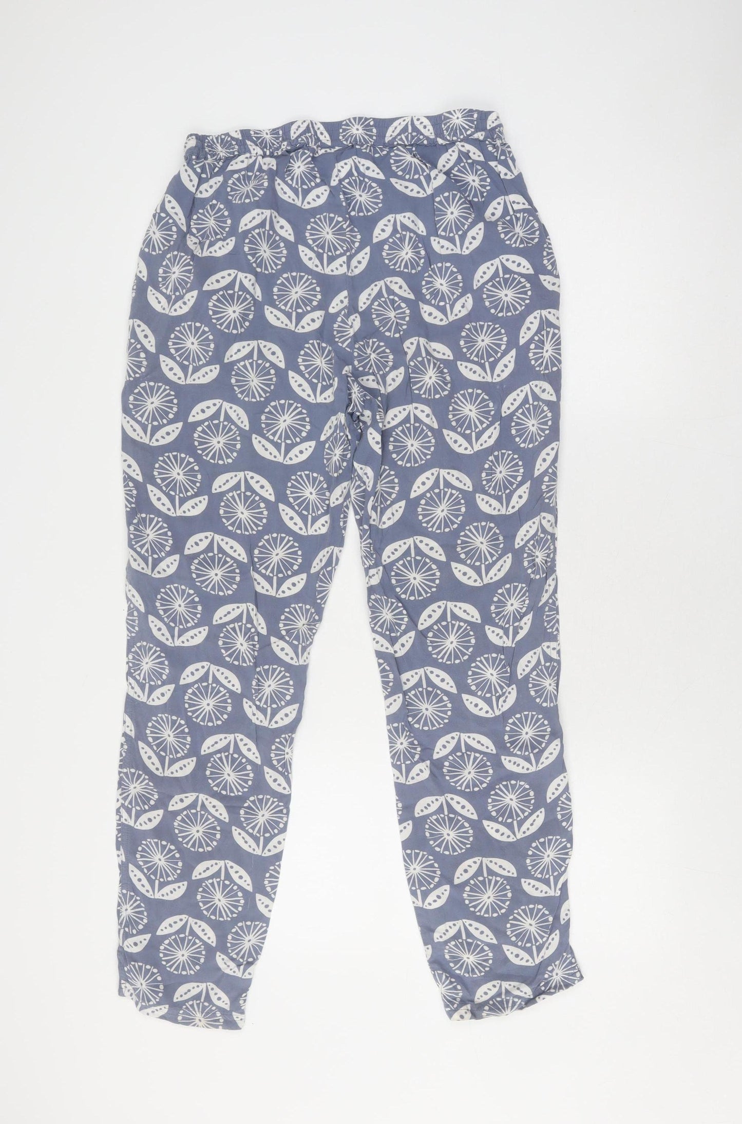 Weird Fish Women's Blue Floral Jogger Trousers, Size 12