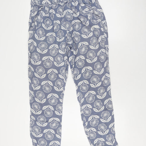 Weird Fish Women's Blue Floral Jogger Trousers, Size 12