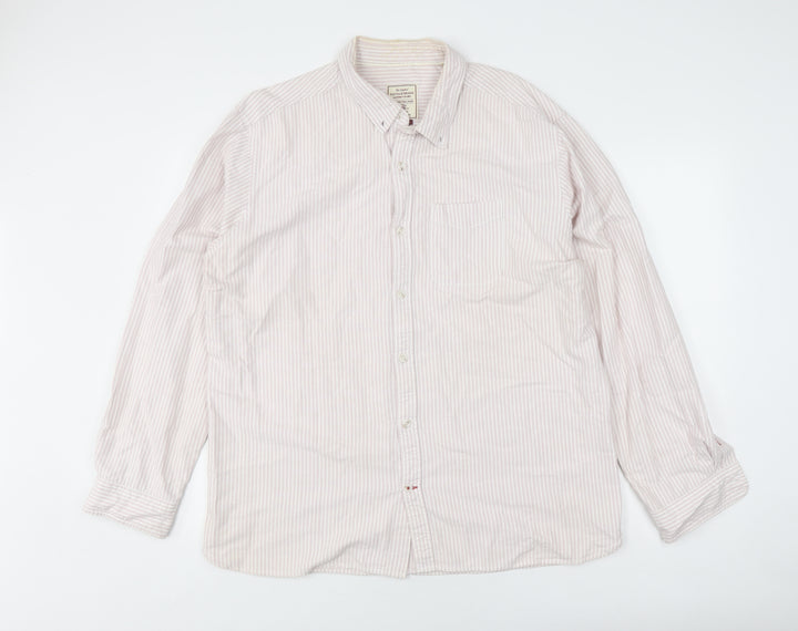 Fat Face Men's Beige Striped Long Sleeve Shirt XL