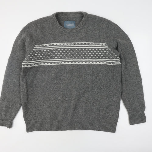 Quba & Co Grey Wool Fair Isle Pullover Jumper XL
