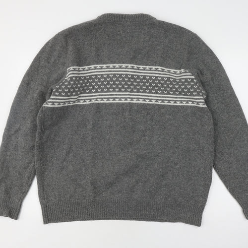 Quba & Co Grey Wool Fair Isle Pullover Jumper XL