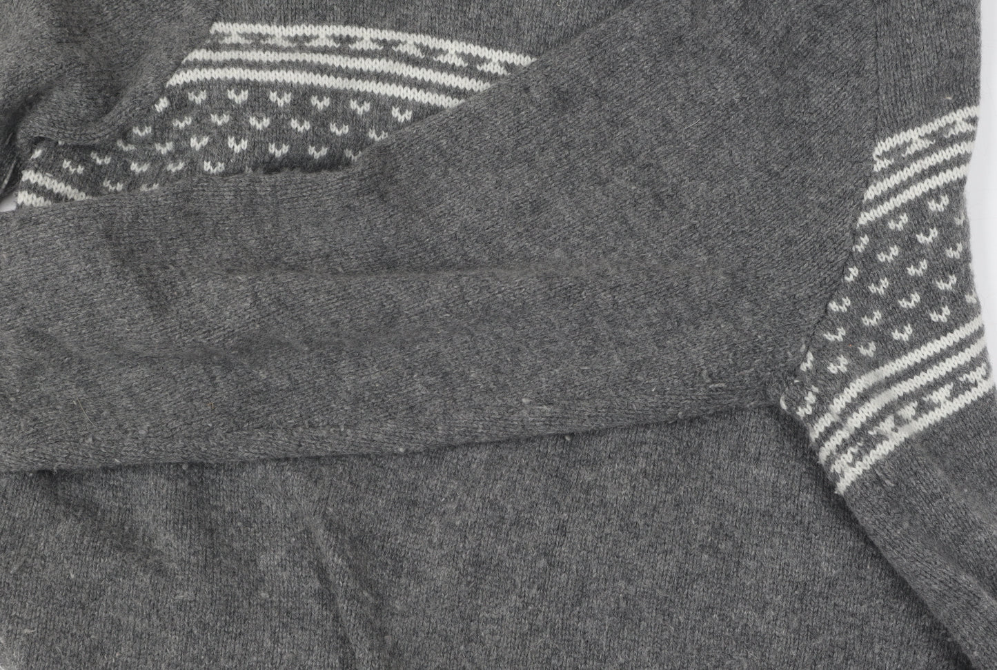 Quba & Co Grey Wool Fair Isle Pullover Jumper XL