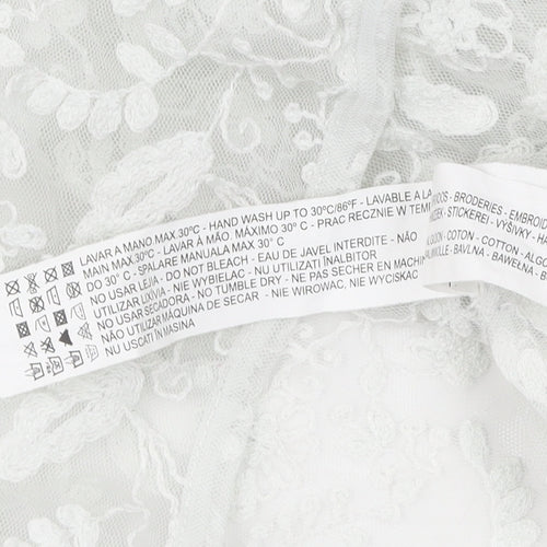 Bershka Women’s White Cropped Lace Blouse, Size L