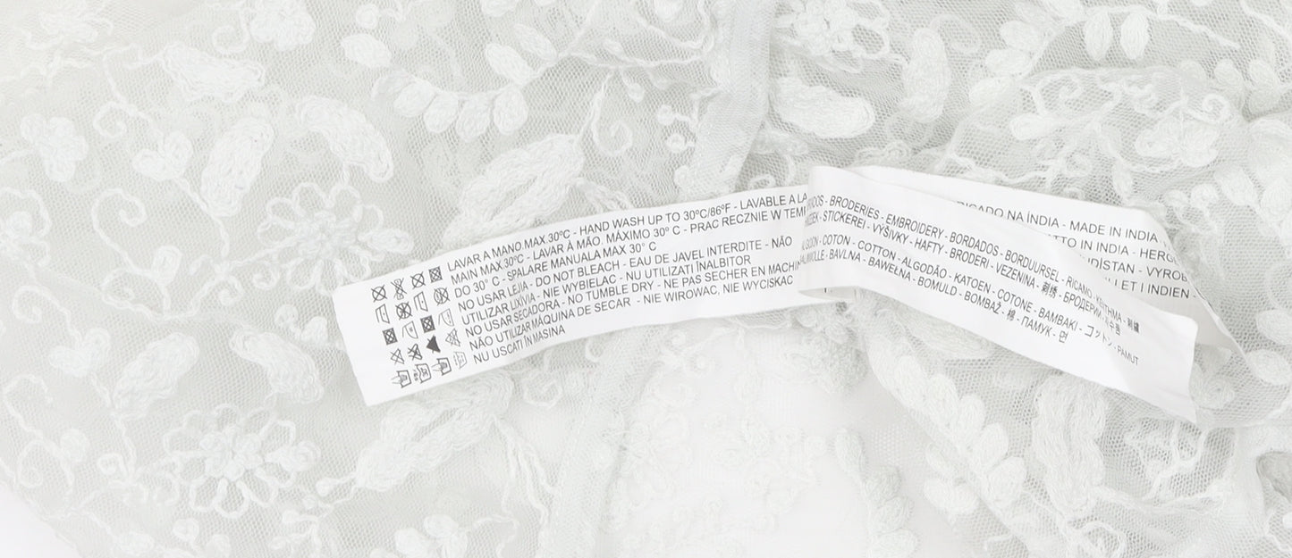 Bershka Women’s White Cropped Lace Blouse, Size L