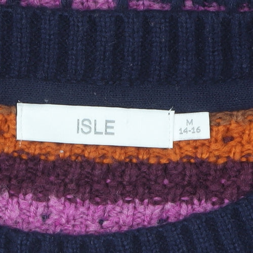 ISLE Women's Multicoloured Striped Pullover Jumper - Size M