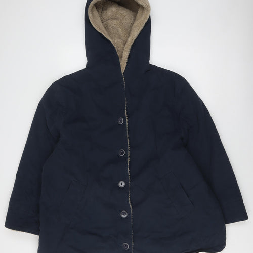 Seasalt Women's Blue Hooded Coat Size 16 - Casual Warm Winter