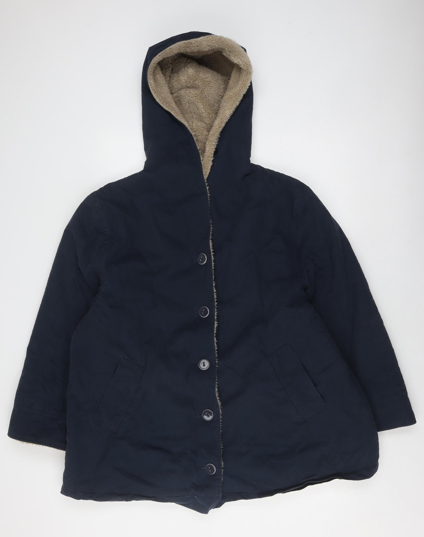 Seasalt Women's Blue Hooded Coat Size 16 - Casual Warm Winter