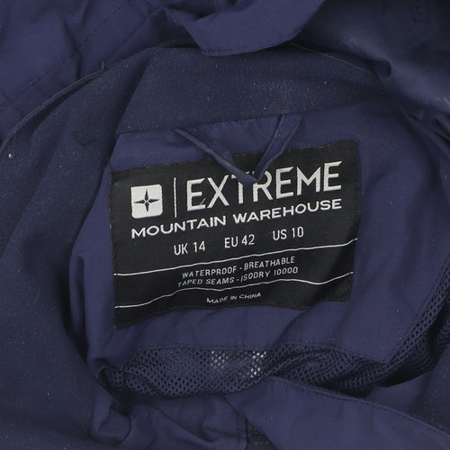 Mountain Warehouse Women's Blue Jacket UK 14 Waterproof Hooded