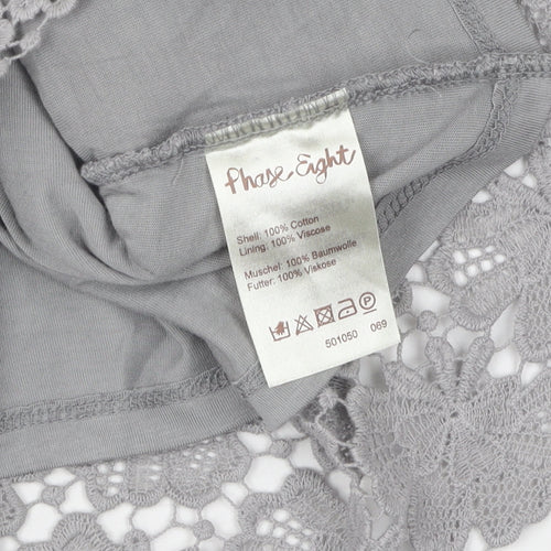 Phase Eight Grey Lace Blouse, Short Sleeve, Women's