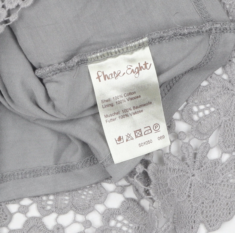 Phase Eight Grey Lace Blouse, Short Sleeve, Women's