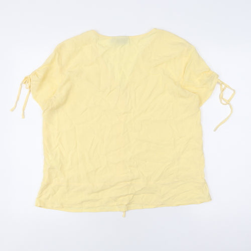 b.young Women's Yellow V-Neck Tie Sleeve Top Size 10